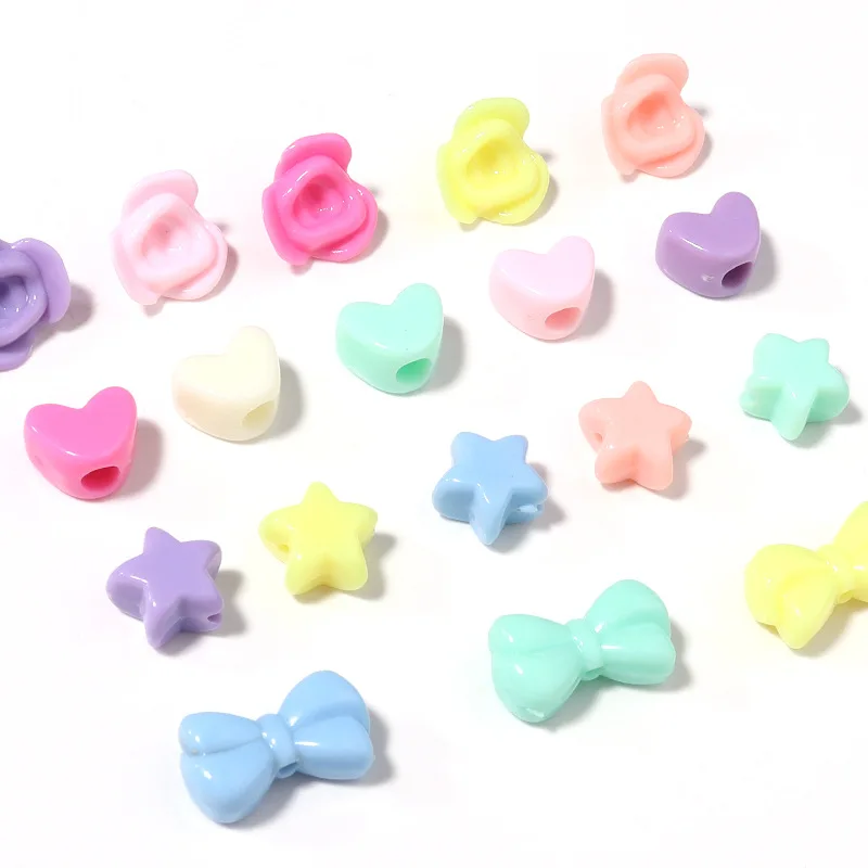 JC wholesale acrylic candy colour bow large hole peach heart petal loose beads children diy beading accessories