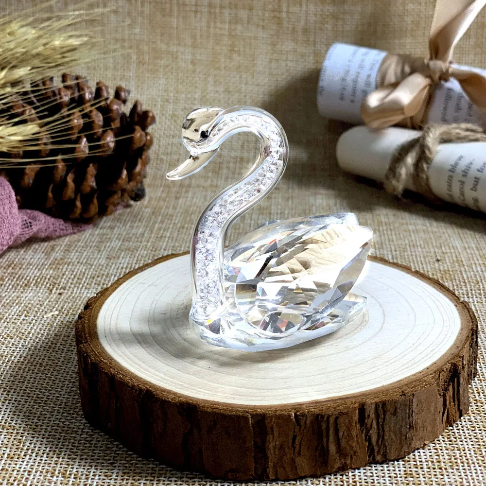 New Arrive Beautiful Crystals Crafts For Home Decoration Colorful Crystal Swan Gift