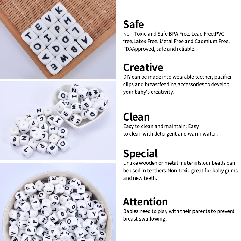 Wholesale Promotion Price 12mm English Alphabet  Letter Beads Silicone