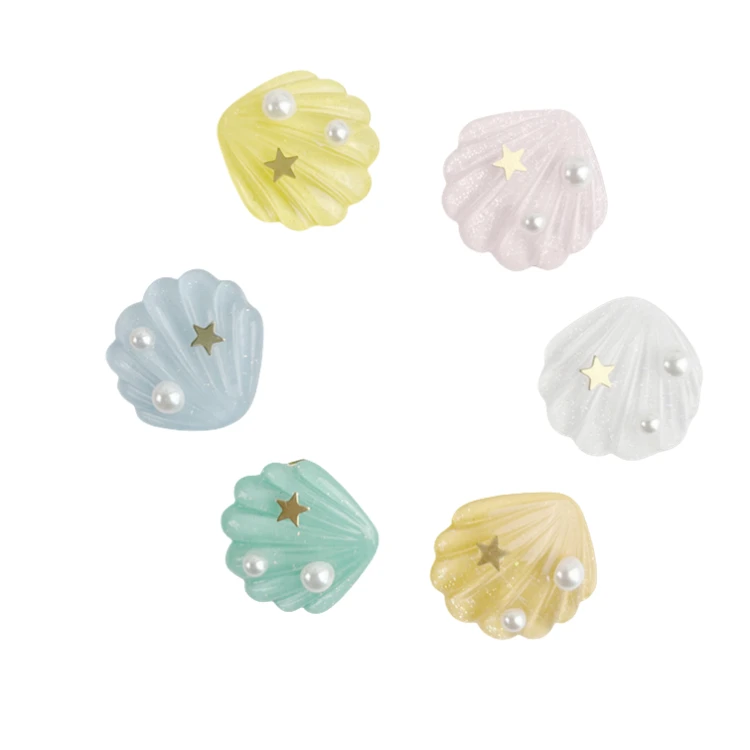 New Sea Starfish Acrylic Hair Clips For Women Girls Shell Pearl Alloy Hairpins Sweet Beach Headwear Hair Accessories