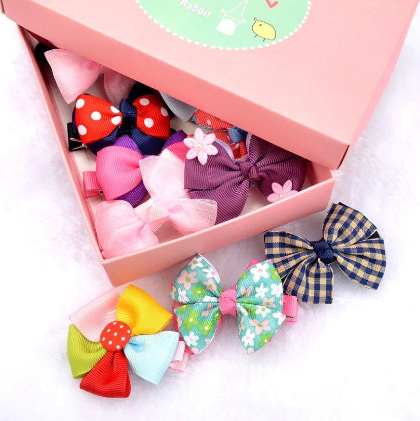 Kids cute hair accessories gift packing set child present hair clips and hair rings