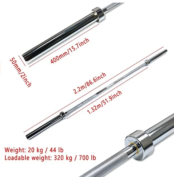 Weight lifting Barbell bar  Chrome Solid steel Gym equipment