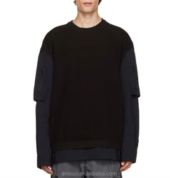 OEM Custom high quality  round neck sleeve mens pullover with zipper