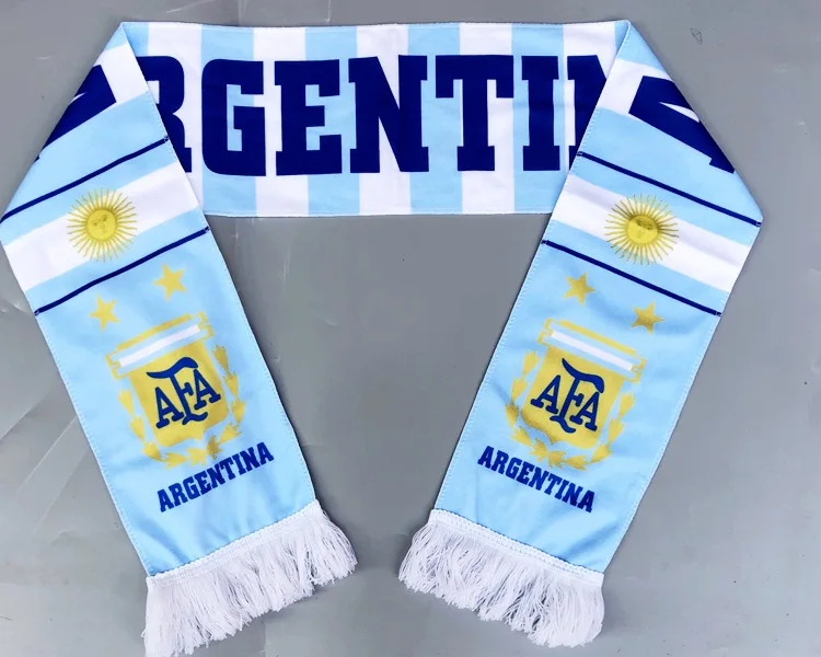 2022 Qatar world cup Custom High quality 100%acrylic football club knitted scarf Cheering Scarf Custom Soccer Argentina Scarf