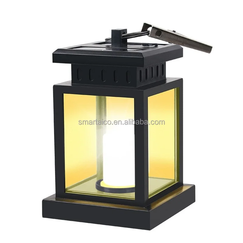 Solar Powered Waterproof Warm Yellow Hanging LED Candle Lantern Lights Outdoor Garden Lights