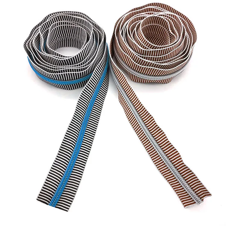 YYX Decorative Zipper Tape Custom Color And Logo Nylon #5 Zipper Tape Striped Zipper