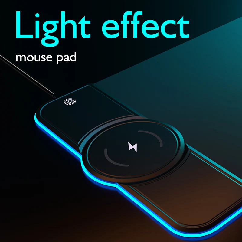  Большой разноцветный светодиодный RGB игровой коврик для мыши с беспроводным зарядным