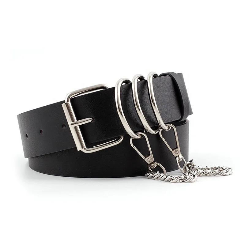 Manufacturer Wholesale Punk Style Wide Belt Personalize Imitation Leather Chain Belts