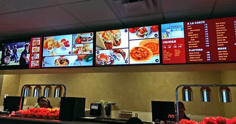 VETO LCD Free CMS Wifi Narrow Bezel Indoor Hanging Mounted Advertising Display Digital Menu Board for Restaurant Retail Store