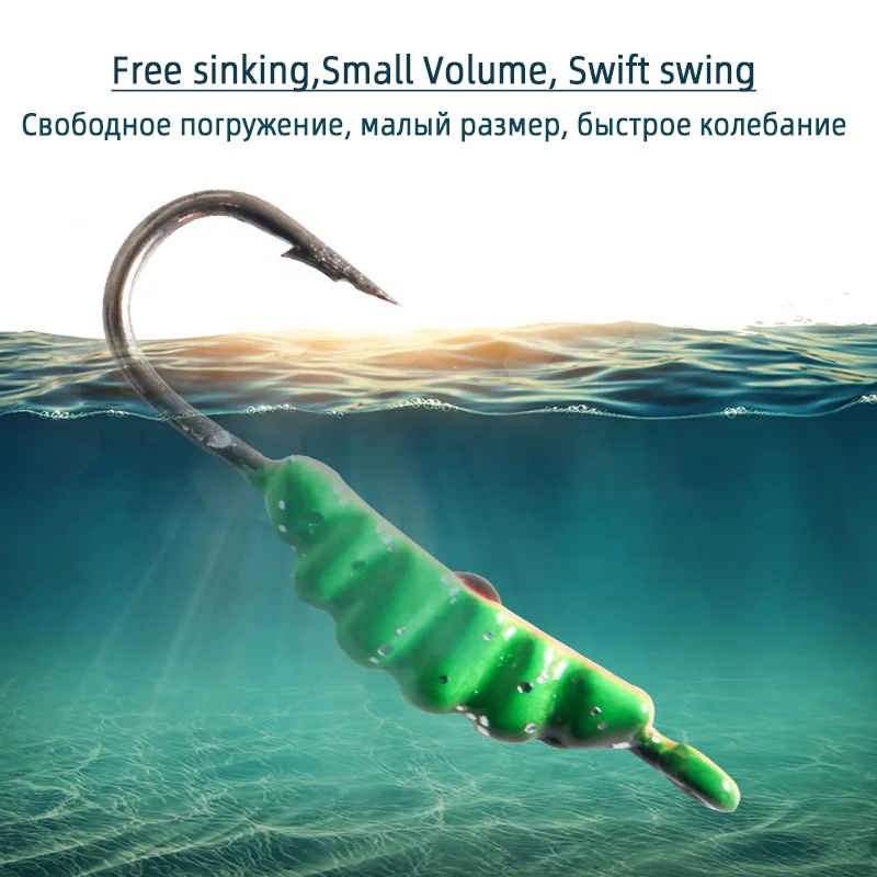 Wholesale 23mm/1.5g Ice Fishing Lure Maggot Worm Metal Bait Ice Jig 6 Color Mini Lead Winter Fishing Hook Pesca Accessories