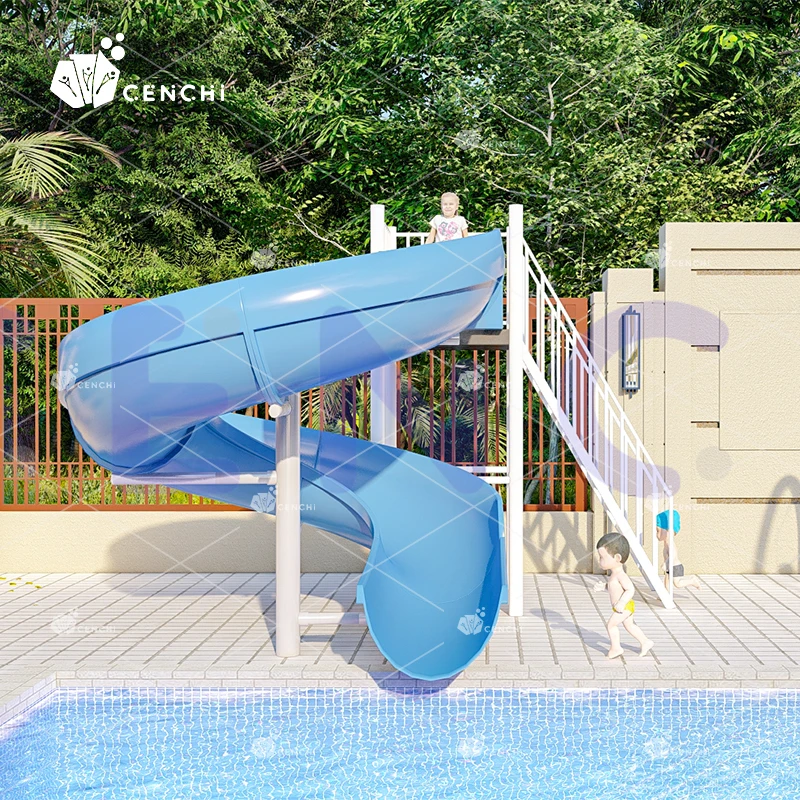 Cenchi summer cooling backyard swimming pool slide commercial splash pad park hotel resort aqua play fiberglass slides