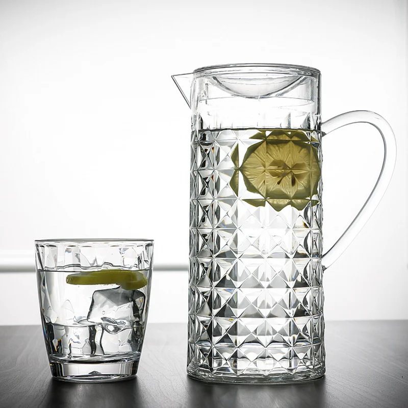 Unbreakable Clear Plastic Water Pitcher with Lid for Cold Water Iced Tea Juice Beverage Carafe