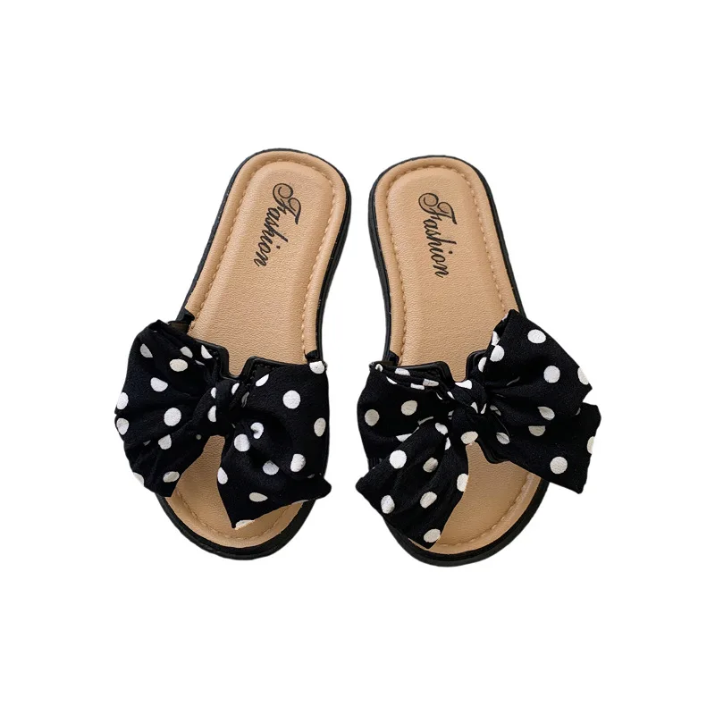 Ready To Ship Summer Kids Girls Bowknot Non-Slip Sandals Adult Women Casual Cute Bow Outdoor Beach Sandals And Slippers