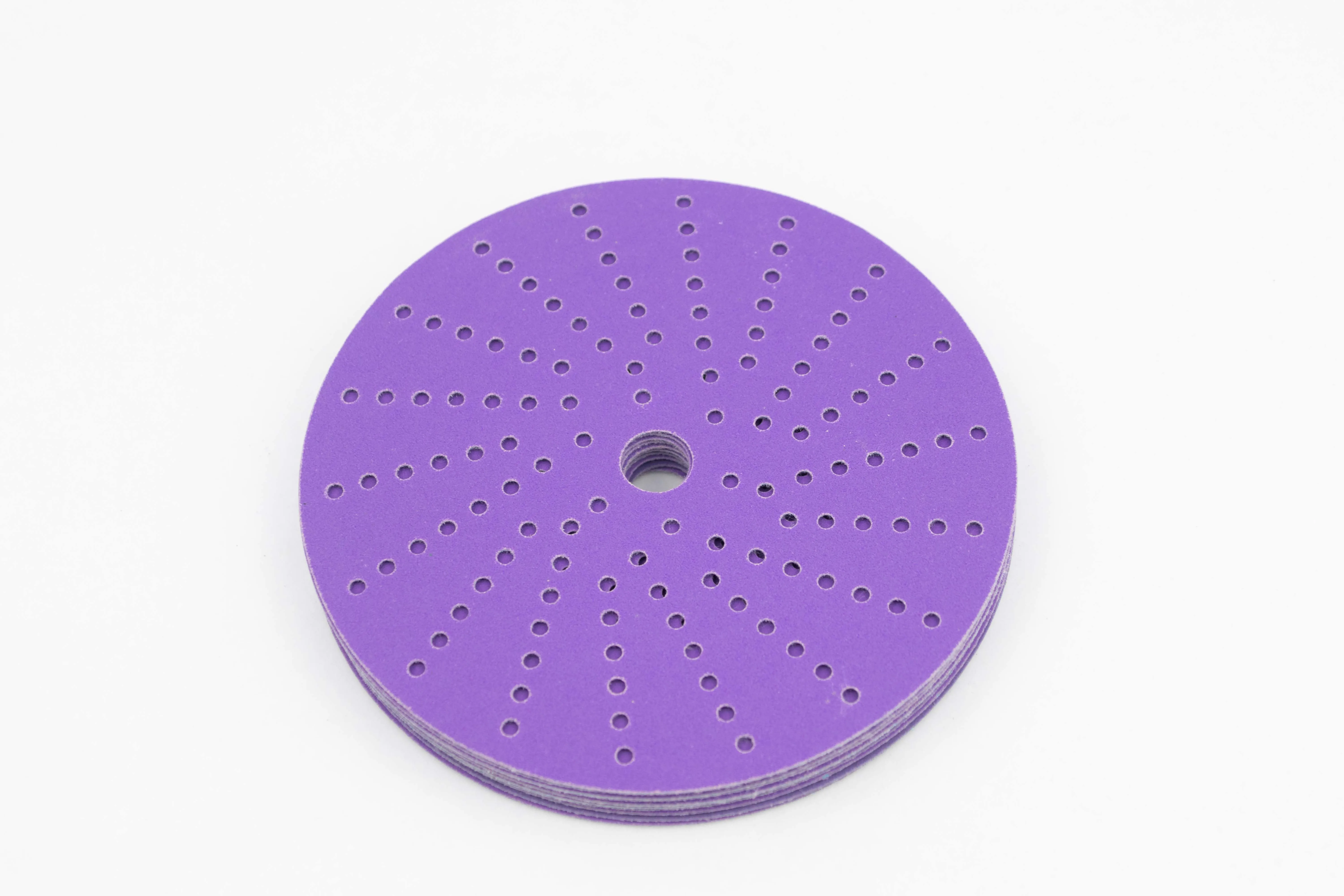  Purple Sandpaper Aluminum Oxide Abrasive Automotive Porous Sanding Disc Multi-Holes
