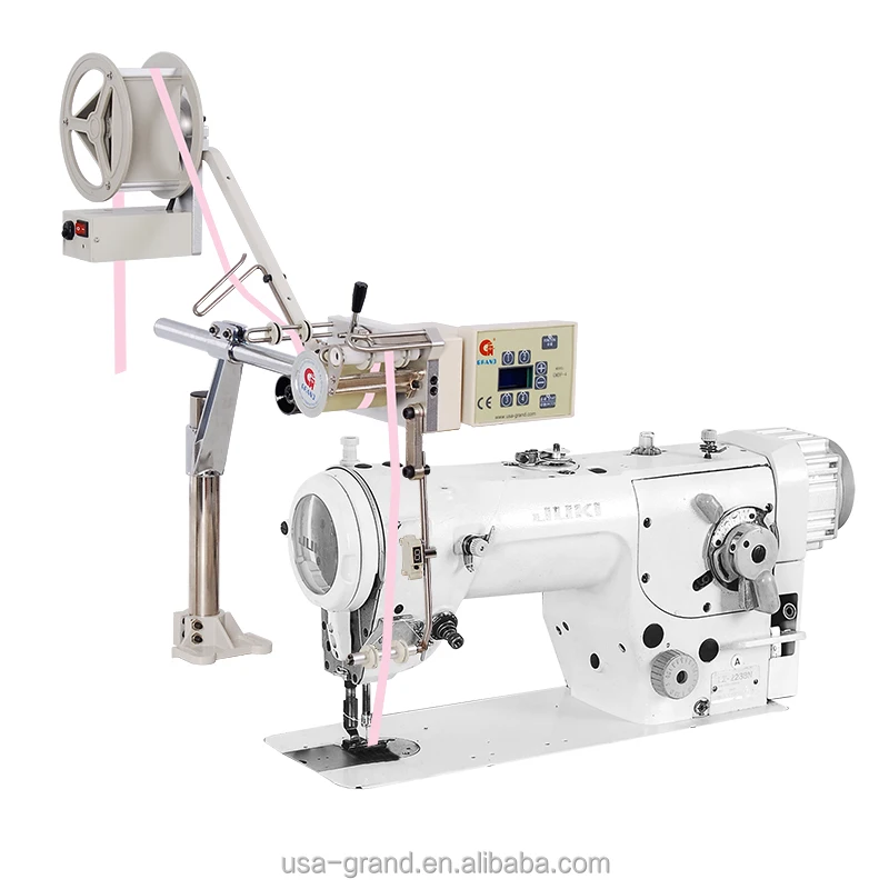 4 section Computerized elastic&tension metering device for upper tape feeder machine with Sewing Machine|GRAND sewing equipment