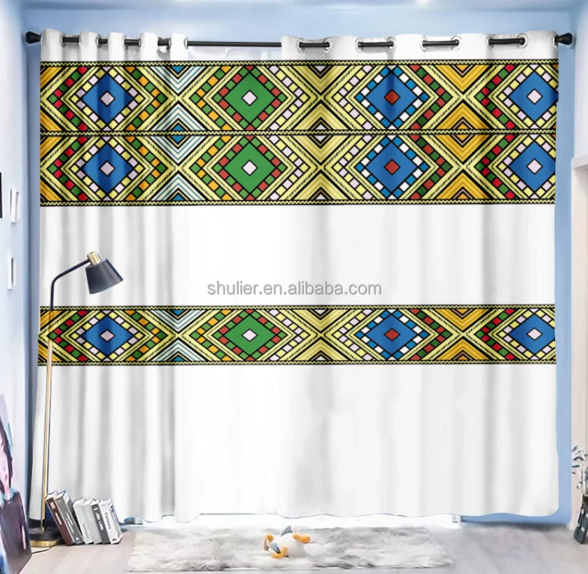 Custom Ethiopian  Windows Curtains for Living Room Curtain personalization  Customized Photo Gift Home Decor with 12 Hooks