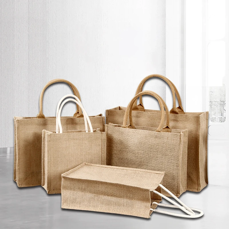 OEM Wholesale high quality linen jute shopping bag Natural reusable jute bag manufacturer