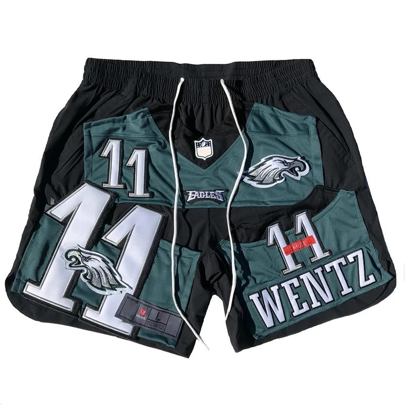 
2021 Custom hip hop Double high quality color stitch twill applique embroidery mesh just mans don basketball shorts with pocket 
