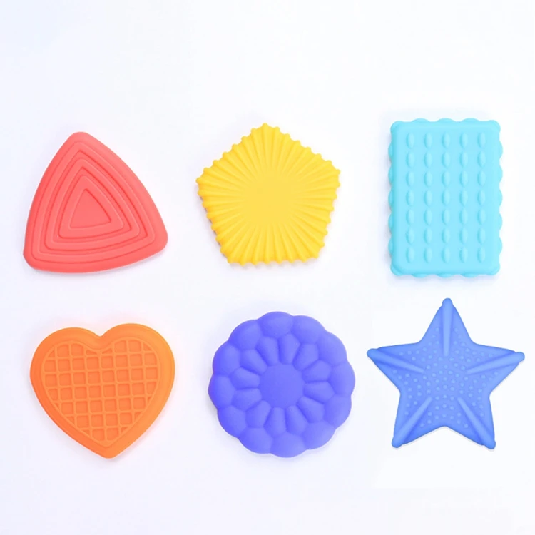 Soft Silicone Decompression Toy 6 Pieces Shape Cognition Sensory Texture Toys With Expression