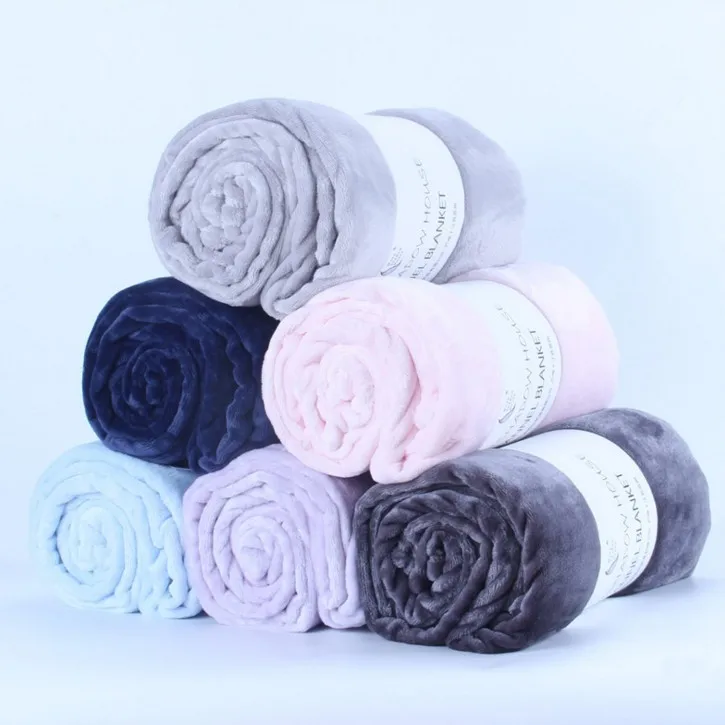High quality customized solid selimut bulu coral fleece flannel blankets