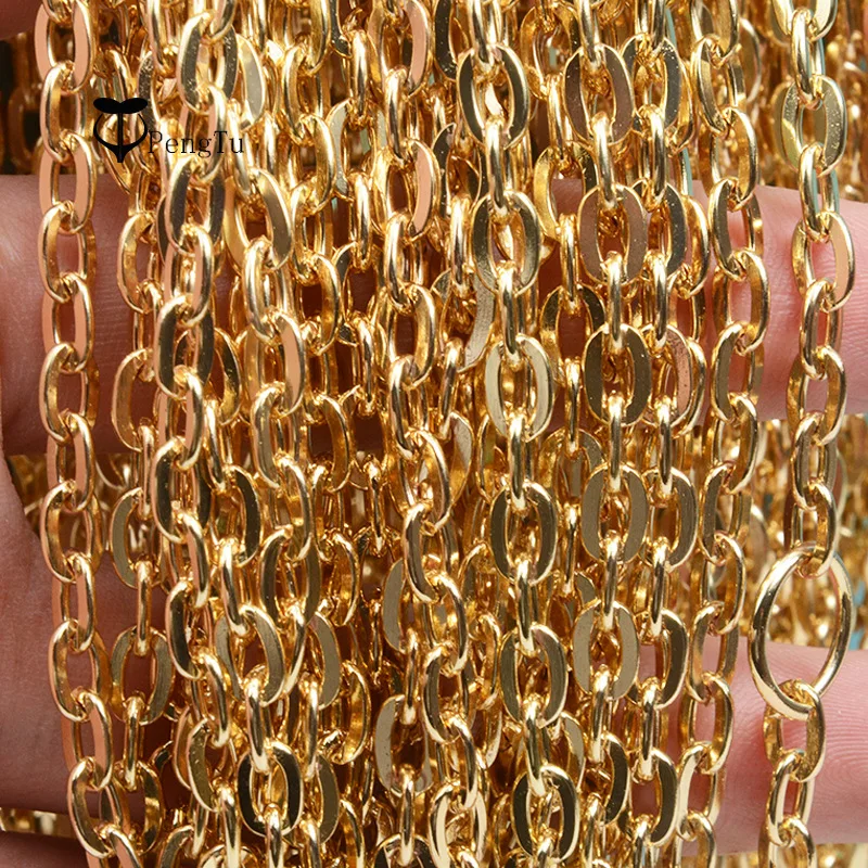 Wholesale Yiwu Jewelry Finding Supplier Iron Aluminum Golden Nickle Color Bag Chain Accessories Roll  Metal Chains