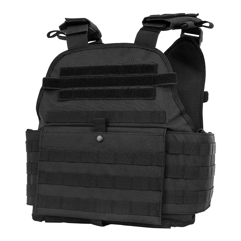 Custom Load Bearing Plate Carrier Tactical Vest in Black for Security & Combat Activities