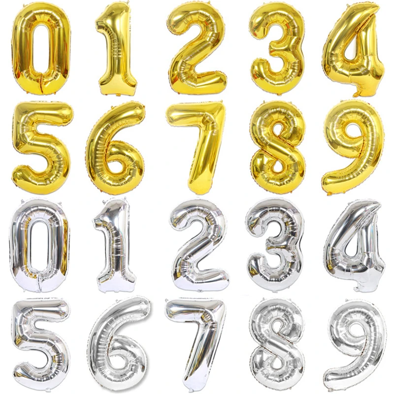 40 inch multicolor Number Digit Balloons Aluminum Foil Film Mylar Balloon graduation party Birthday Party balloons