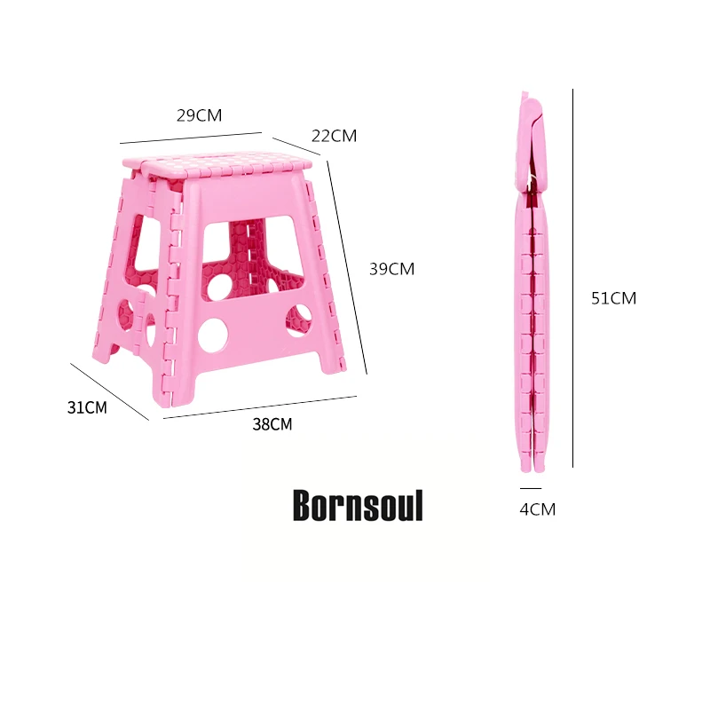 
16 inches plastic big folding step padded foot stool 39cm height 