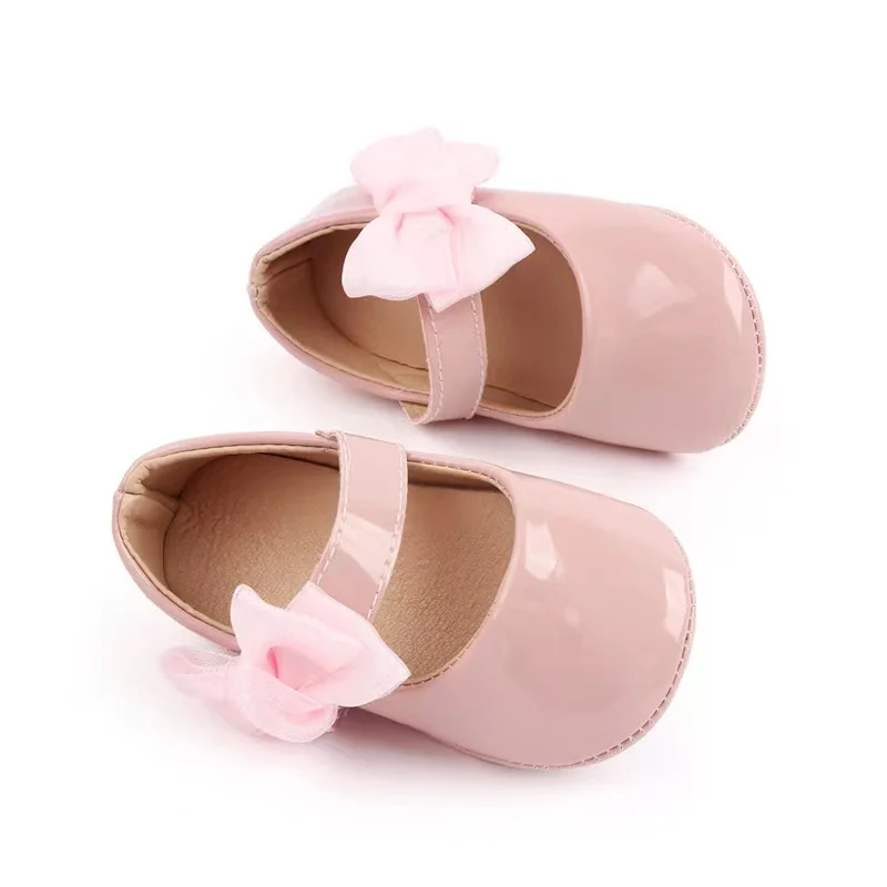 Infant Baby Girls Mary Jane Flats Bow Non-Slip Soft Sole Princess Toddler First Walker Sneakers Crib Shoes Wedding Dress Shoes