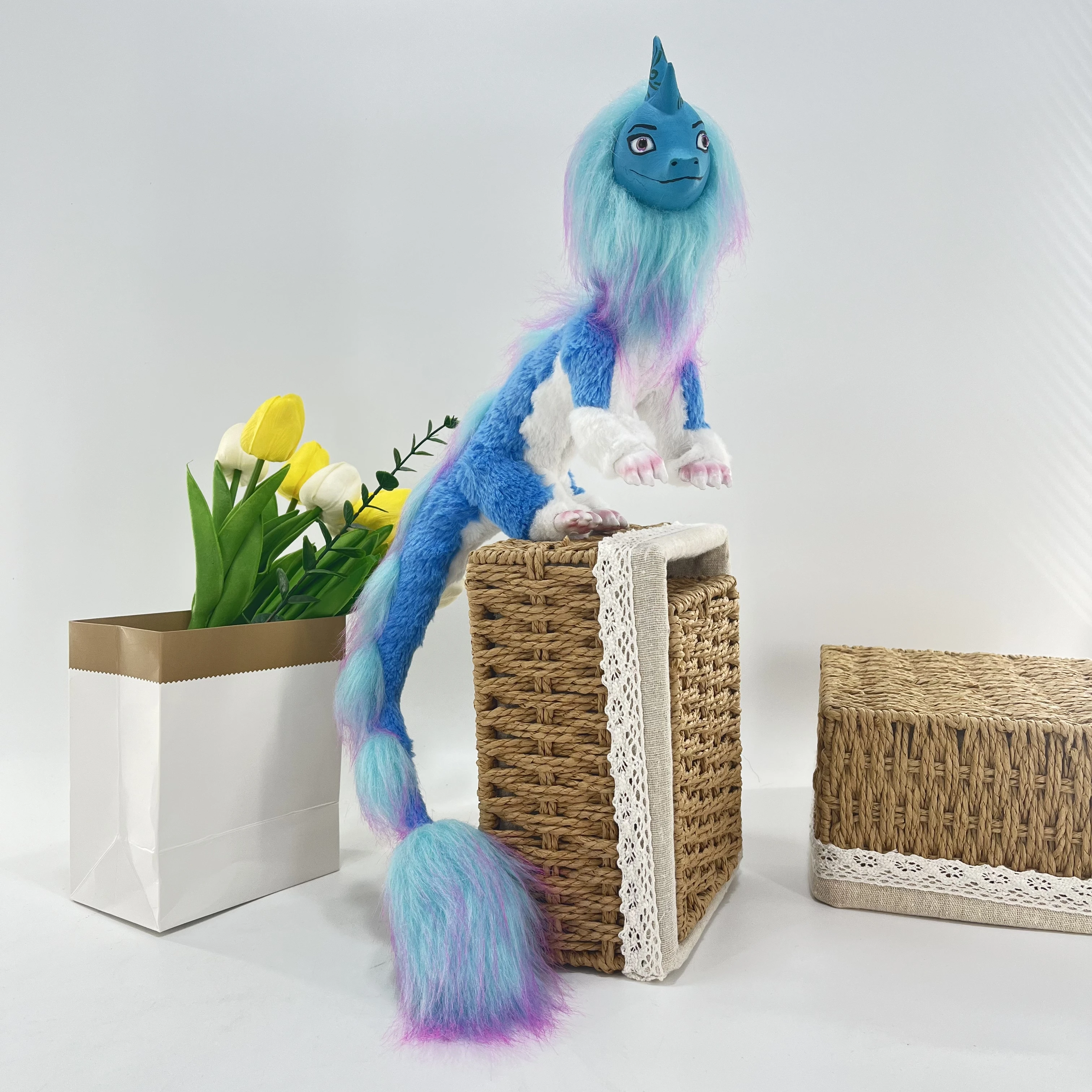 Blue Dragon Plush Stuffed Animal,Dragon of Freedom Toy Figure for Boys and Girls,Dragon Doll for Halloween Christmas Decor Gifts