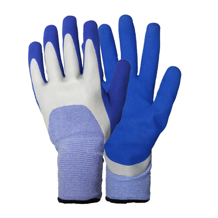 Polyester and Spandex 3/4 Dipped with Sandy Latex Palm Winter Thermal Work Gloves for Cold with Acrylic Liner