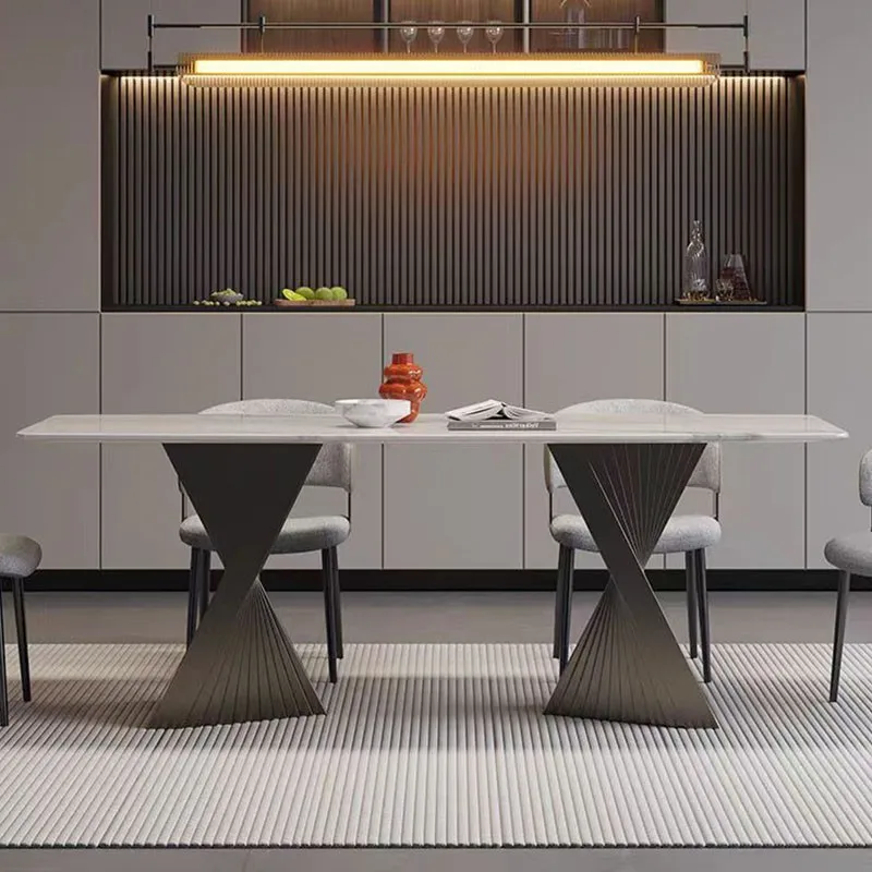Customized Modern Style Dining Room Rectangular Dining Table Metal Iron Frame Table Leg Dining Furniture