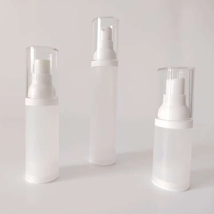 Cylinder Shape 20ml Frosted Transparent White Plastic Essence Emulsion Press Pump Head Bottles for Skin Care