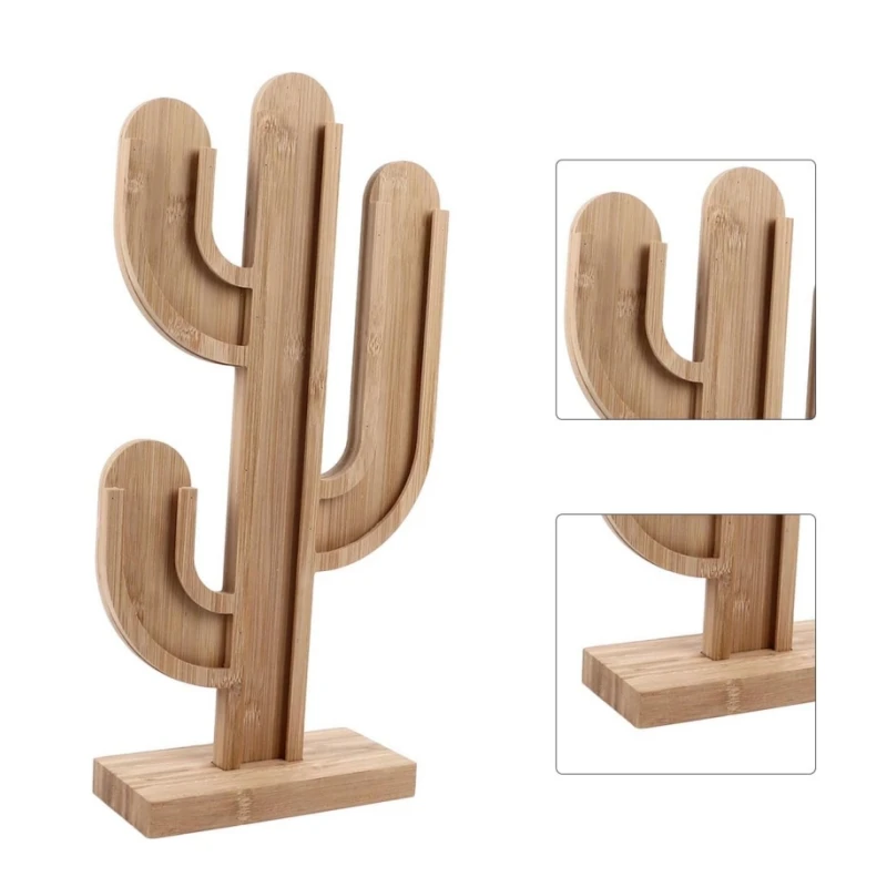 Cactus Shape Storage Rack Capsule Organizer Bamboo Coffee Capsules Holder