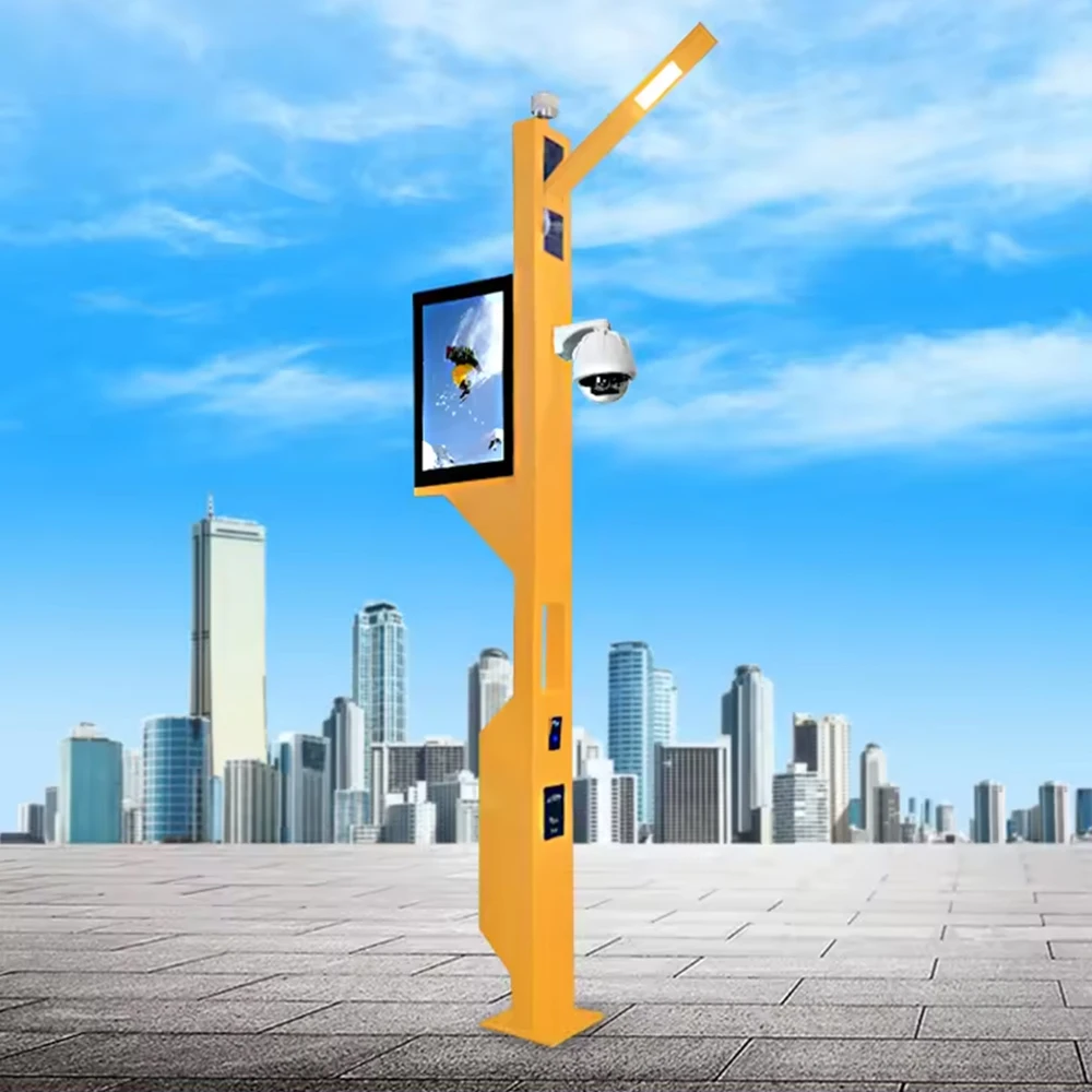 Column Pole Pillar Support Double Sides LED Display Screen P4 Outdoor Advertising Pole Frame Steel Structure LED Billboard