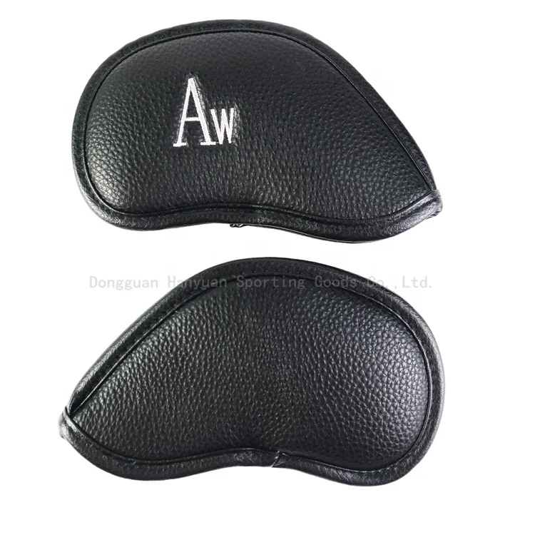 PU Leather protect Black Golf club headcovers iron cover Litchi grain lron covers ANNIU 12pcs/set