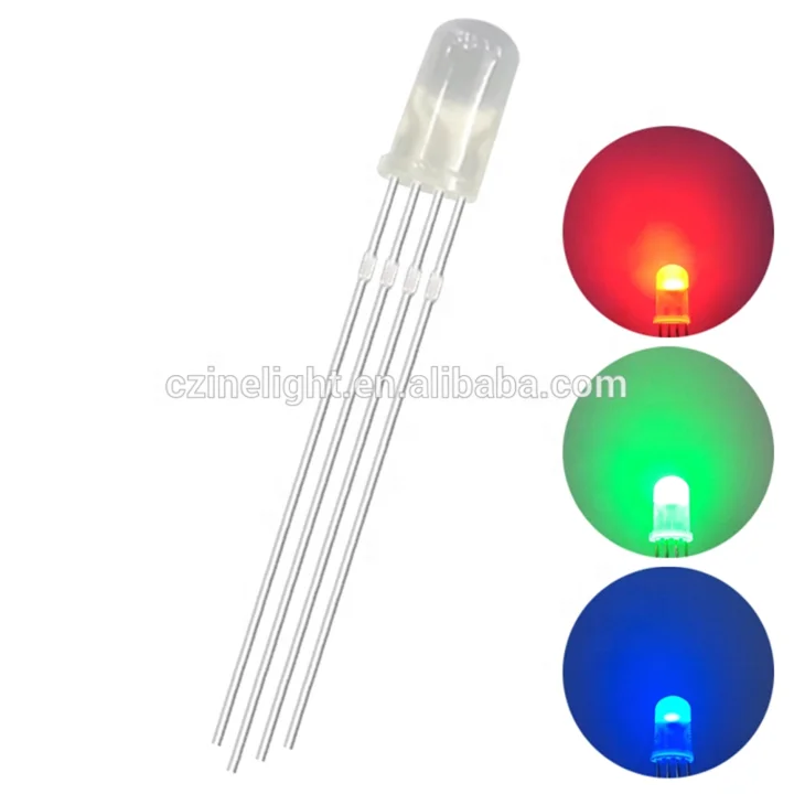 Сквозное отверстие пакет Dip 5 мм Led диод высокий рассеянный 4 Pin Круглый RGB полный цвет