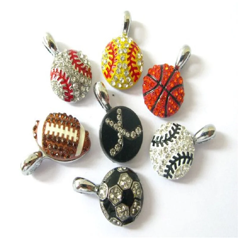 Fashion Alloy Rhinestone Baseball Football Jewelry Pendant Dangle Charms For women DIY Jewelry Pendant