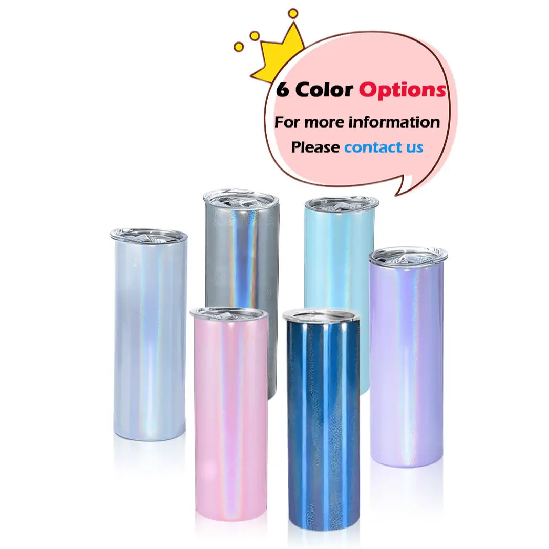 USA Warehouse Stock White 20oz Straight Skinny Sublimation Blanks Stainless Steel Tumblers Cups with Straw and Rubber Bottom