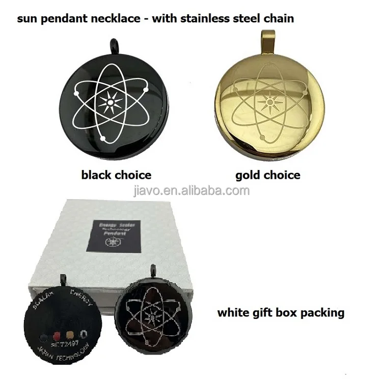 Men Women Stainless Steel Sun Pendant Necklace Black Gold With Beautiful Stones