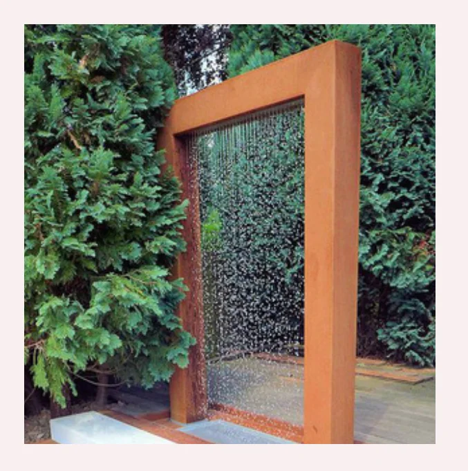 Стальной уличный фонтан Corten, садовый дождевой занавес, водопад
