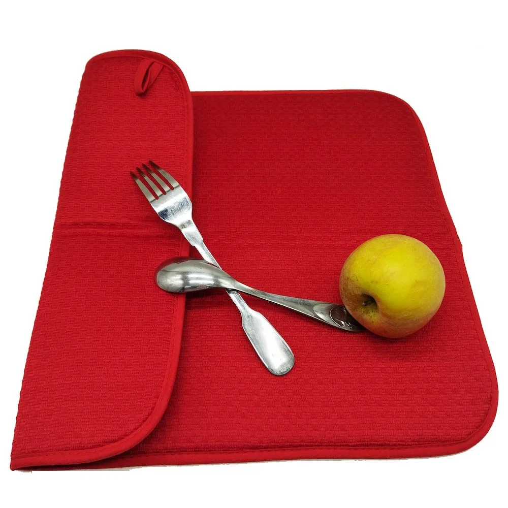 Eco-Friendly Kitchen Dish Drying Mat Microfiber With Sponge For Kitchen Dish Mat
