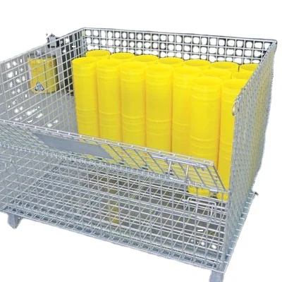 Hot sale warehouse storage collapsible steel galvanized wire mesh baskets