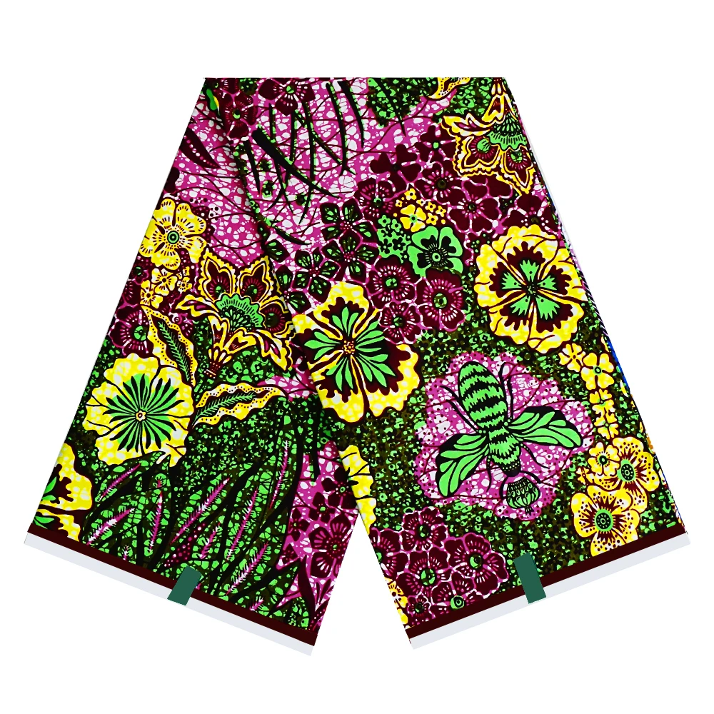 Guaranteed Veritable Original African Real Wax Prints Fabric 100% Cotton Ankara Wax Fabric Green Soft Pagne