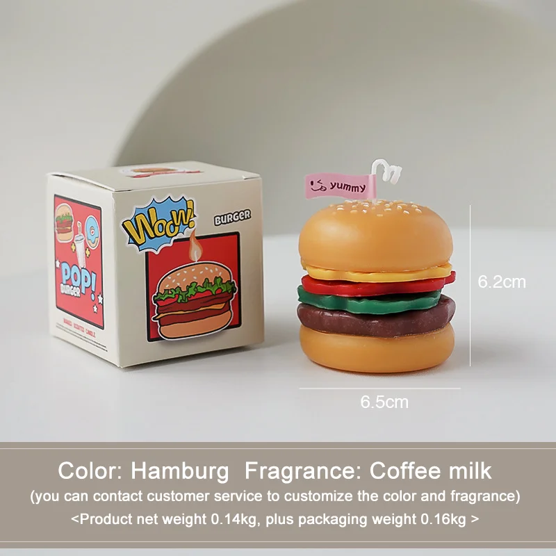 New Arrivals Creative Birthday Gift Novelty Hamburger Candles Wholesale Scented Candles For Decor