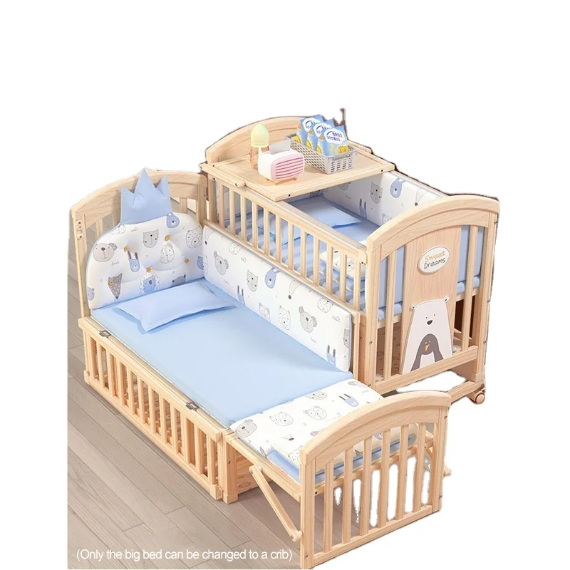Новый тип полноразмерные Детские Массив дерева сосны twin детская кроватка кровать, детская рельс кровати безопасности младенца Многофункциональный двойной детская кровать