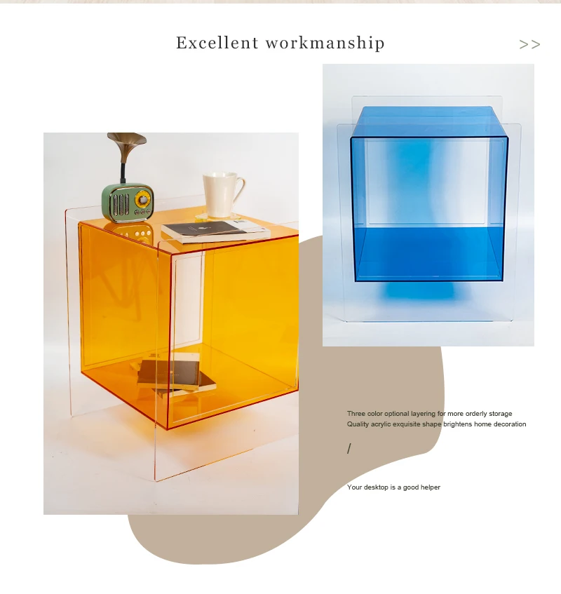 Customized Bedroom Decor Luxury Acrylic Modern Bedside Clear Acrylic Lucite Nightstand