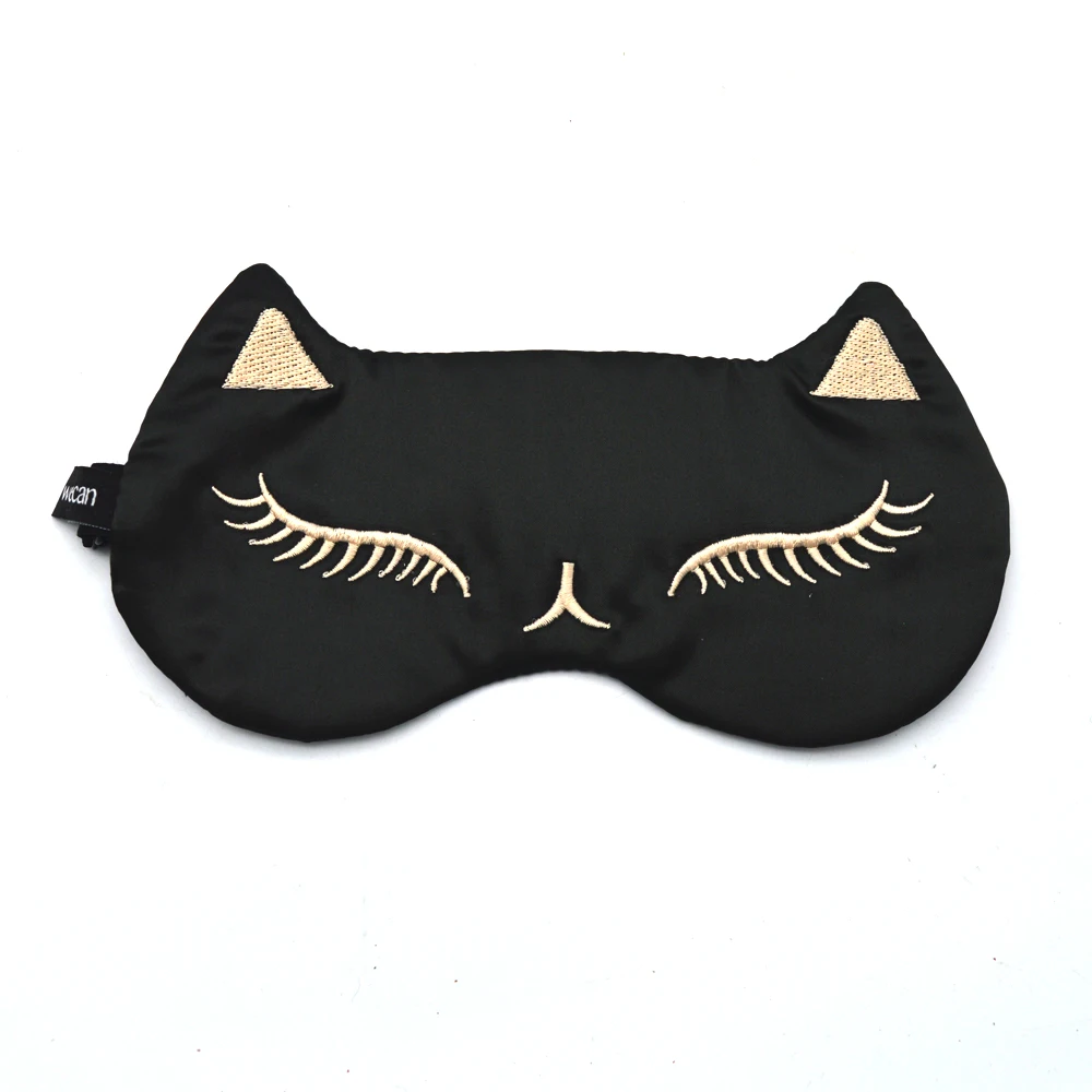 
100% Natural Silk Eye Mask Blindfold with Elastic Strap Cat Shape Soft Eye Cover Eyeshade for Sleeping With Travel 