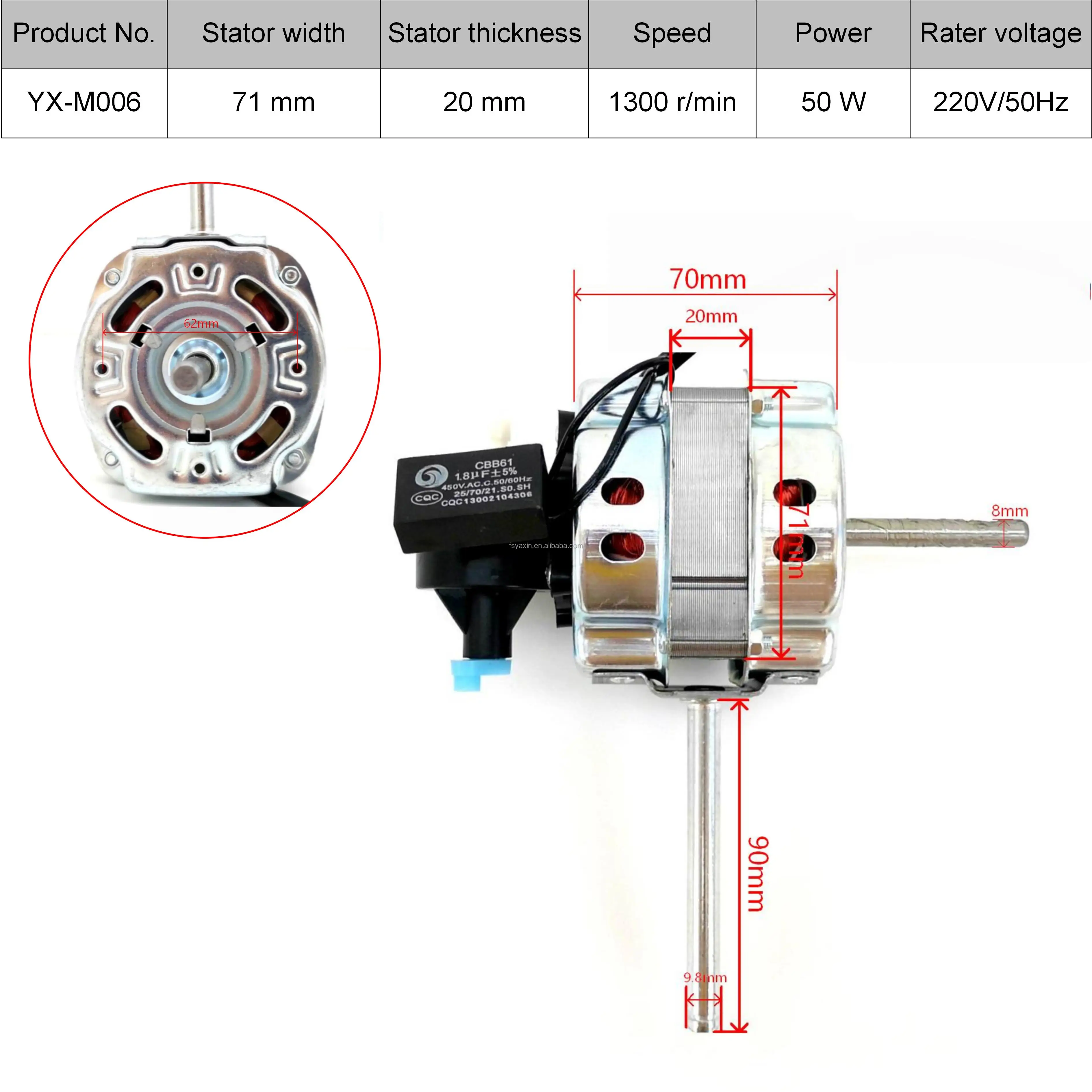Hot Sale China Factory Direct Price Table Fan Motor 110~220V 50W AC Fan Motor Parts