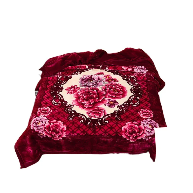 Warm Laschel Blanket Thick Double-Layer Wedding Cover Blanket Coral Fleece Blanket Student Dormitory Quilt